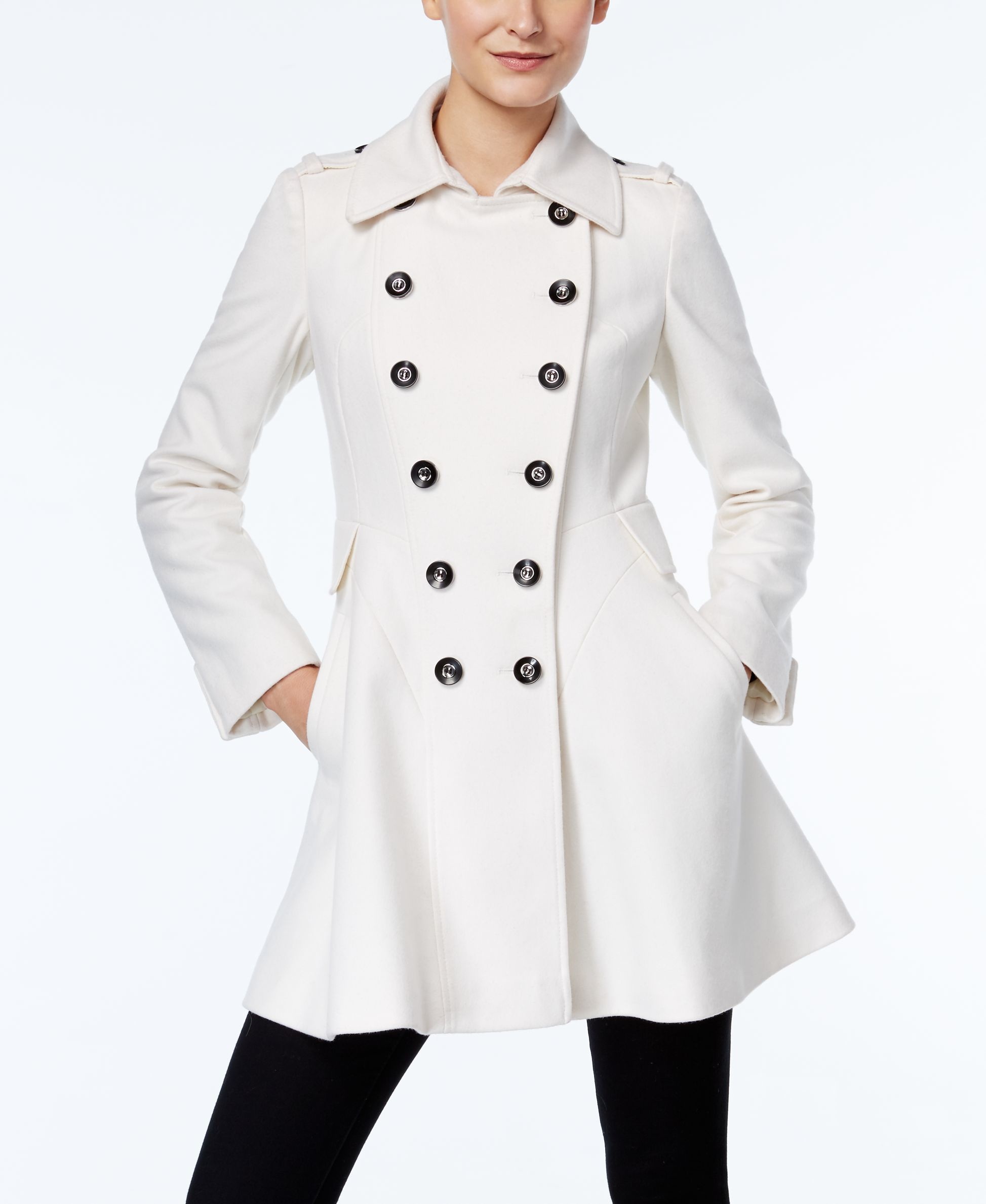 Via Spiga Wool Doublebreasted Flared Swing Coat in White Lyst